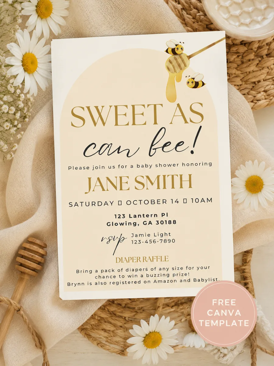 Sweet As Can Bee baby shower invitation preview